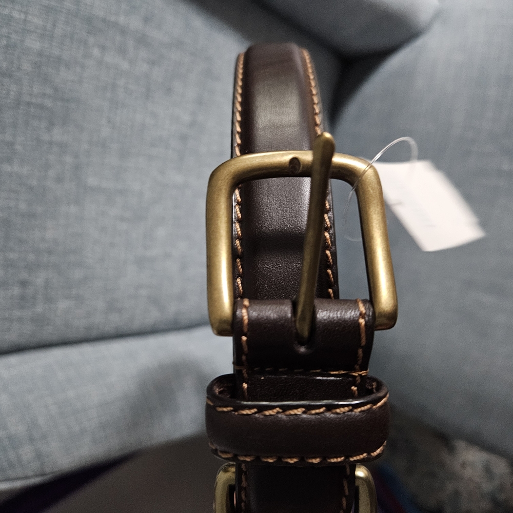 J McLaughlin Dome Shape Leather BeltBrown Leather Men'